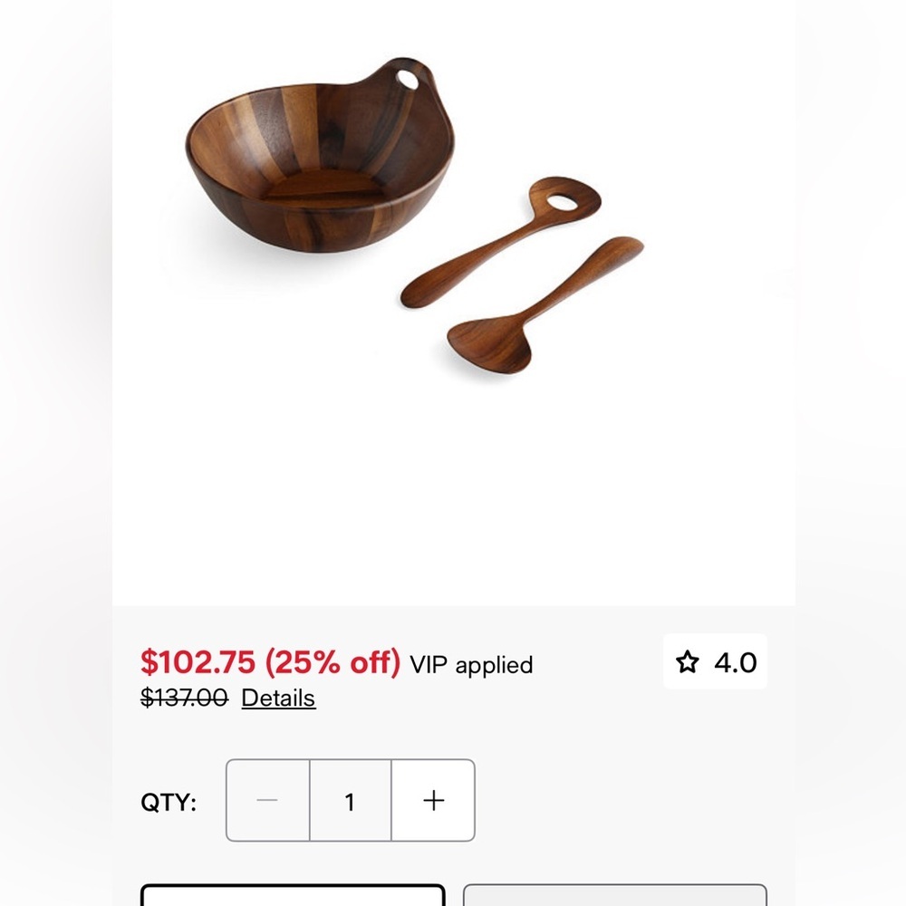 Nambe Portables Wood Salad Bowl with Servers 3 Piece Set - Picture 10 of 11